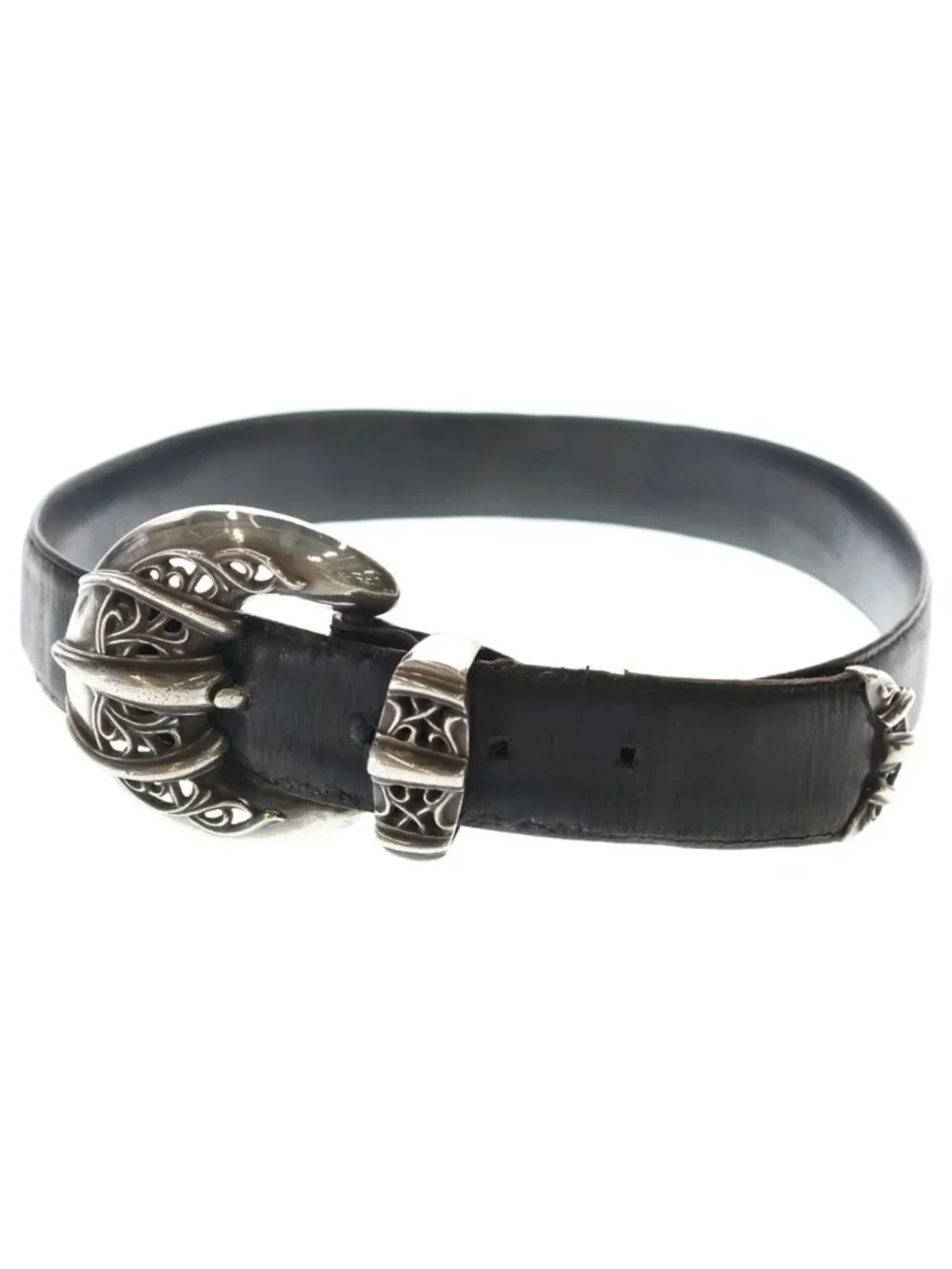 Chrome Hearts 1.5 Blt Talon Leather Belt Black Silver